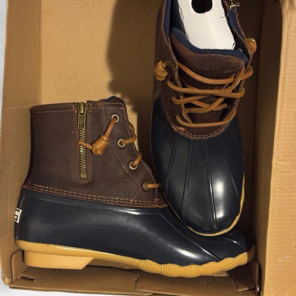 Sperry Women's Brown and Blue Duck Boots - Picture 4 of 6